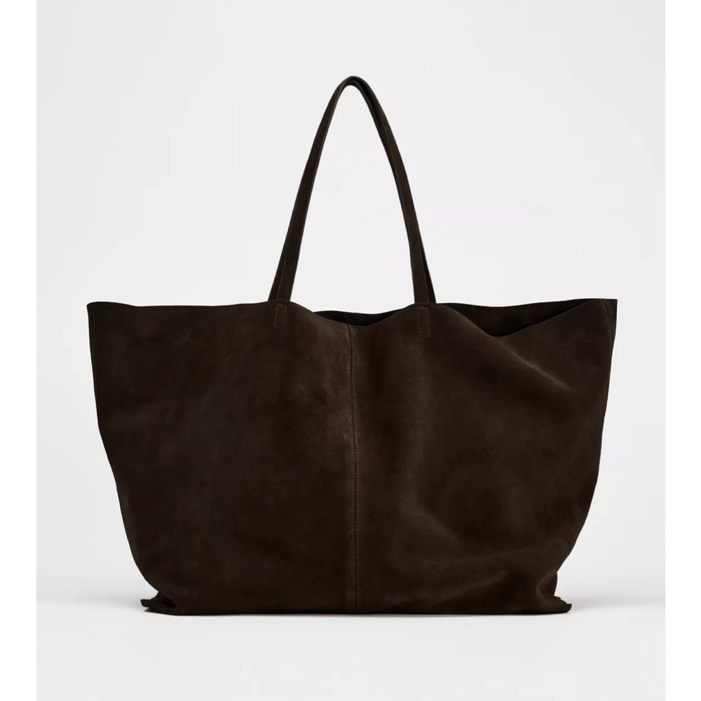 Zara Brown Oversized Tote Bag